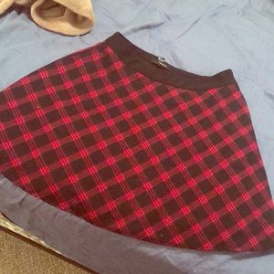 Forever 21 red and black plaid skater skirt.